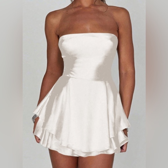 Shannel’s Closet Dresses & Skirts - Solid Backless Lace Up Tube Fit Mini Dress